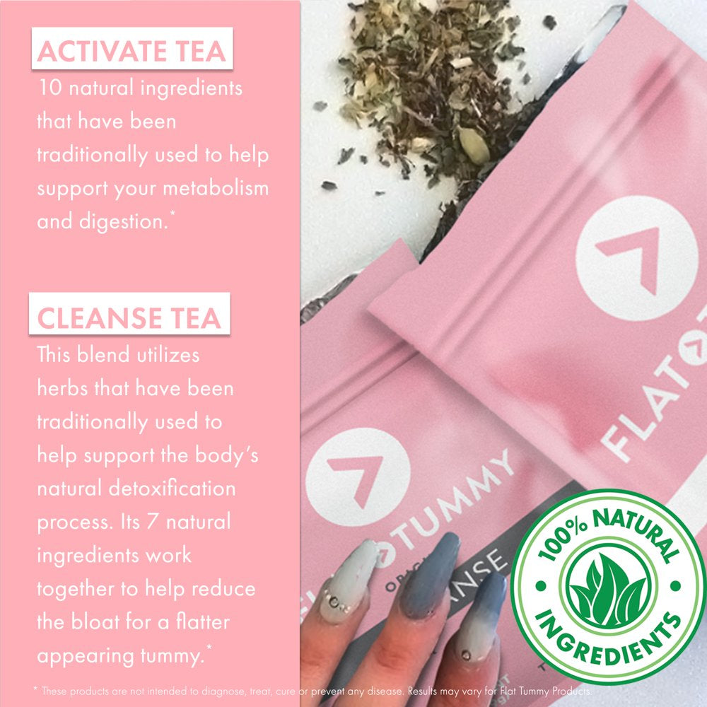 Flat Tummy 2-Step Detox Tea, 2 Week Program (20 Servings) – Detox Tea to Boost Energy, Speed Metabolism, Reduce Bloating - All Natural Detox Tea Cleanse W/ Green Tea, Dandelion, Fennel, & More