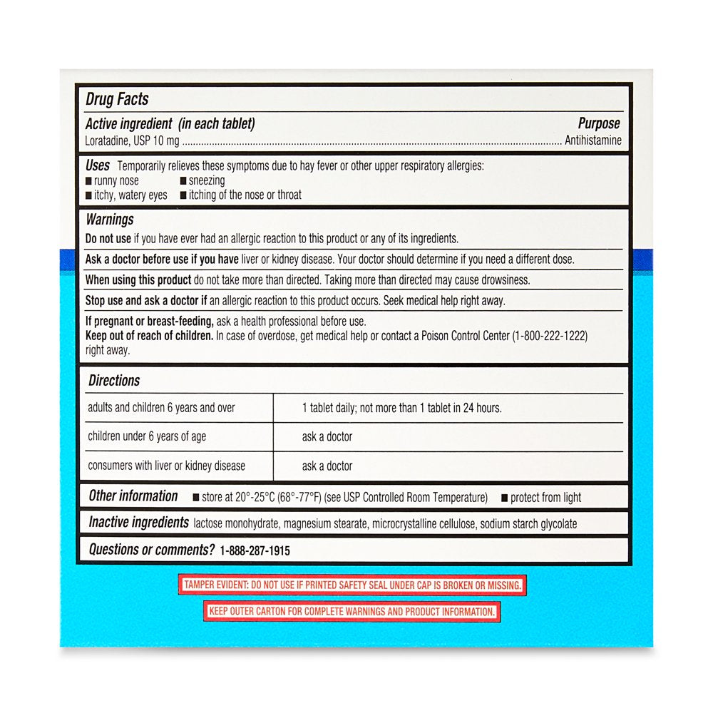 Equate Allergy Relief Loratadine Tablets 10 Mg, Antihistamine, 300 Count