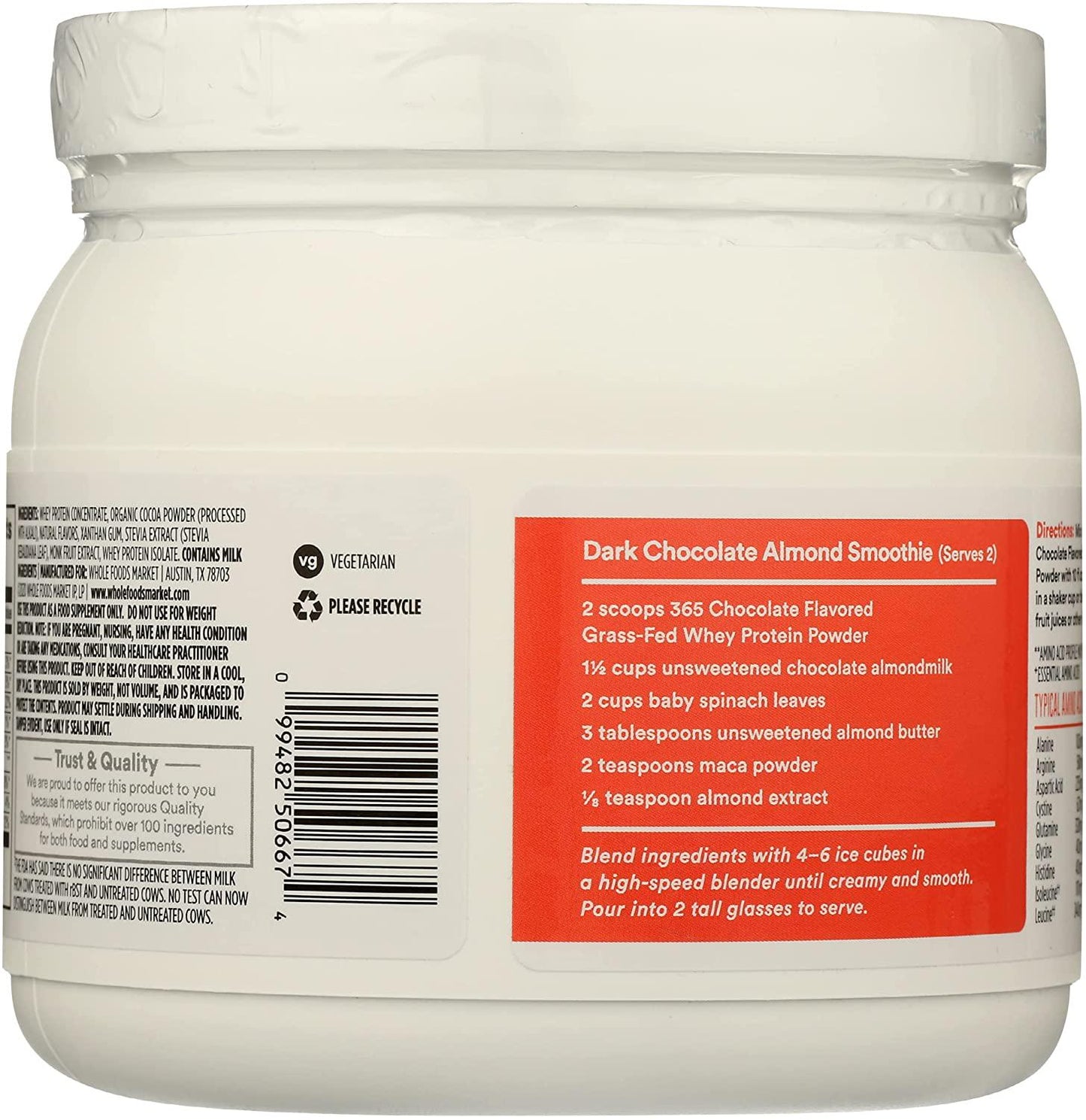 365 by Whole Foods Market, Protein Whey Grassfed Chocolate, 11.6 Ounce