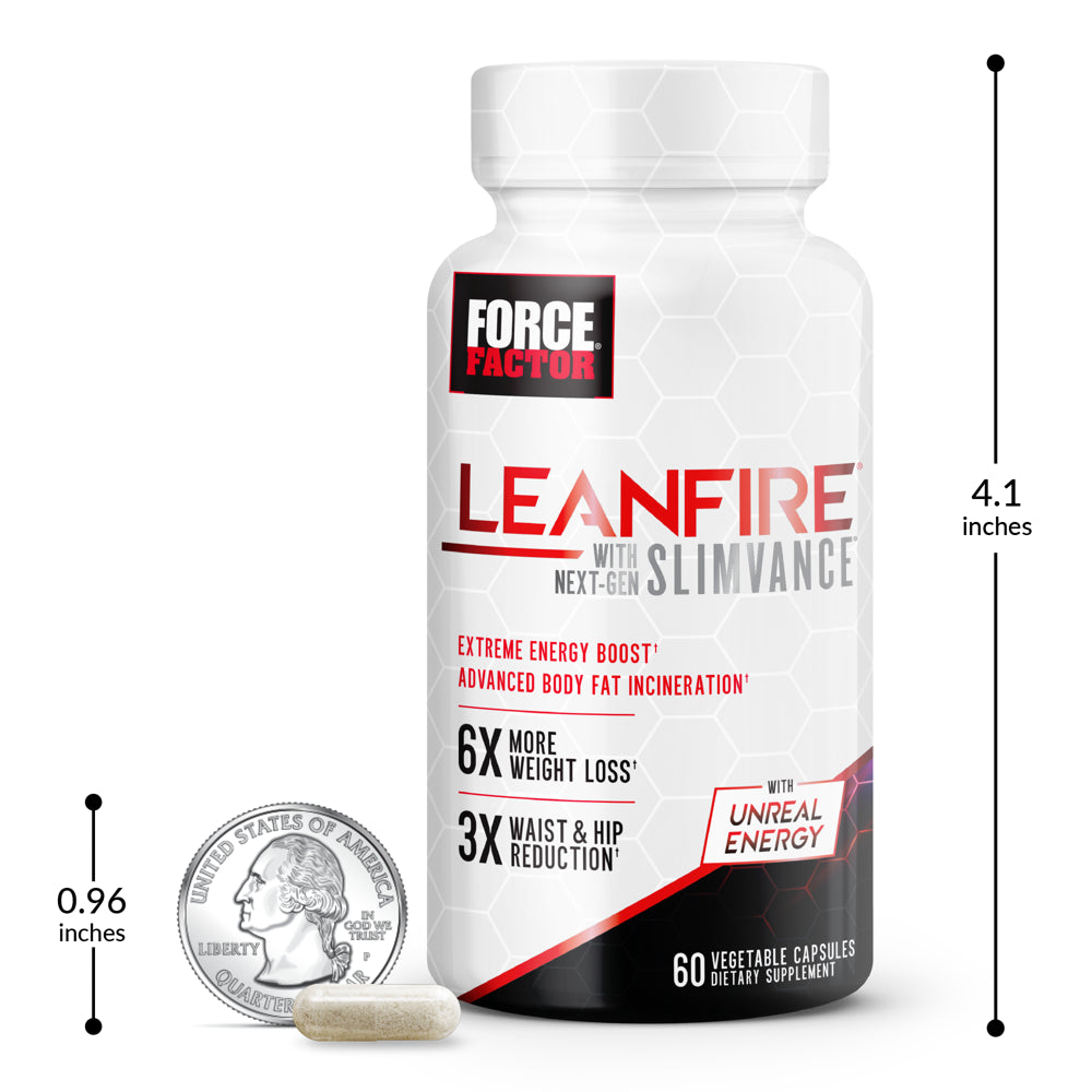 Force Factor Leanfire with Next-Gen SLIMVANCE, Thermogenic Fat Burner Supplement, 60 Count