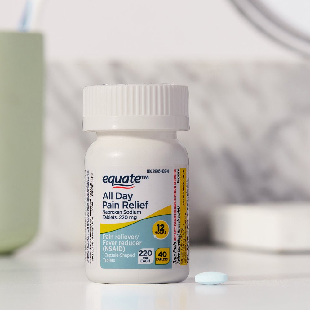 Equate All Day Pain Relief Naproxen Sodium Caplets, 220 Mg, 40 Count