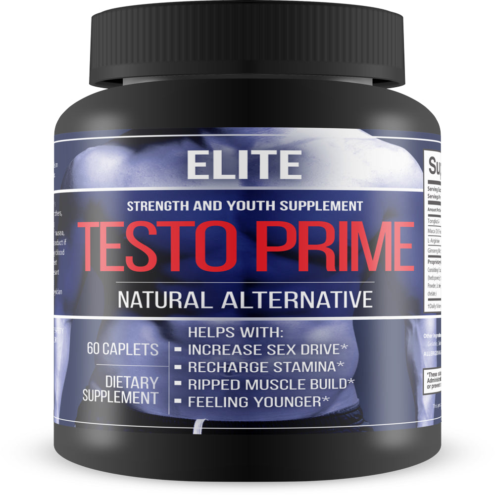 ELITE- Testo Prime - Natural Alternative- Strength and Youth Supplement -Ripped Muscle Builder - All Natural Testosterone Booster - 30 Day Supply
