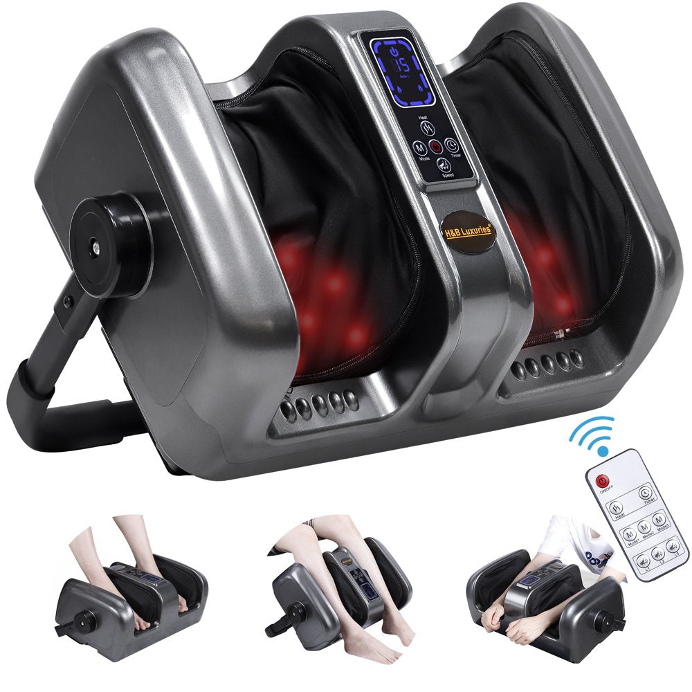 Electric Shiatsu Foot Massager Machine with Heat and Remote for Pain Relief, Kneading and Rolling Leg and Calf Circulation Massage for Plantar Fasciitis and Neuropathy, Gifts for Mother Women Men