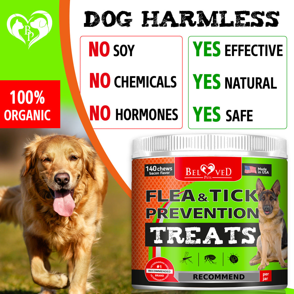 Flea and Tick Prevention Chewable Pills for Dogs (Bacon)