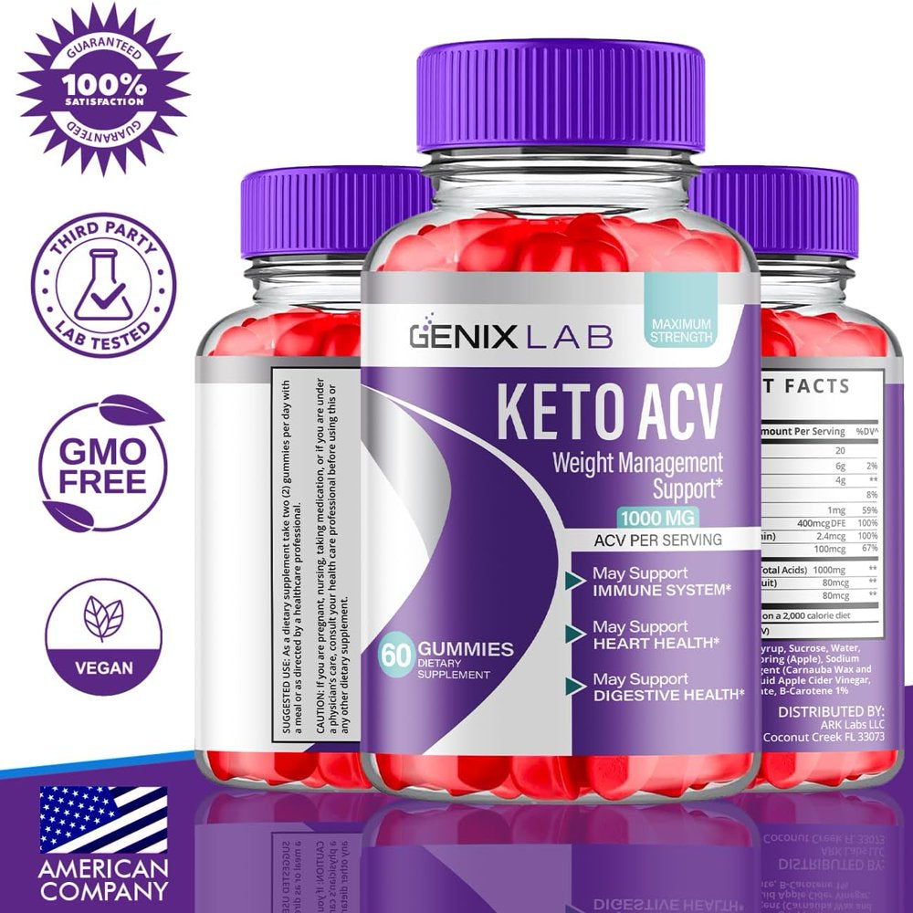 (3 Pack) Genix Lab Keto ACV Gummies - Apple Cider Vinegar Supplement for Weight Loss - Energy & Focus Boosting Dietary Supplements for Weight Management & Metabolism - Fat Burn - 180 Gummies - Nutricity.com.au
