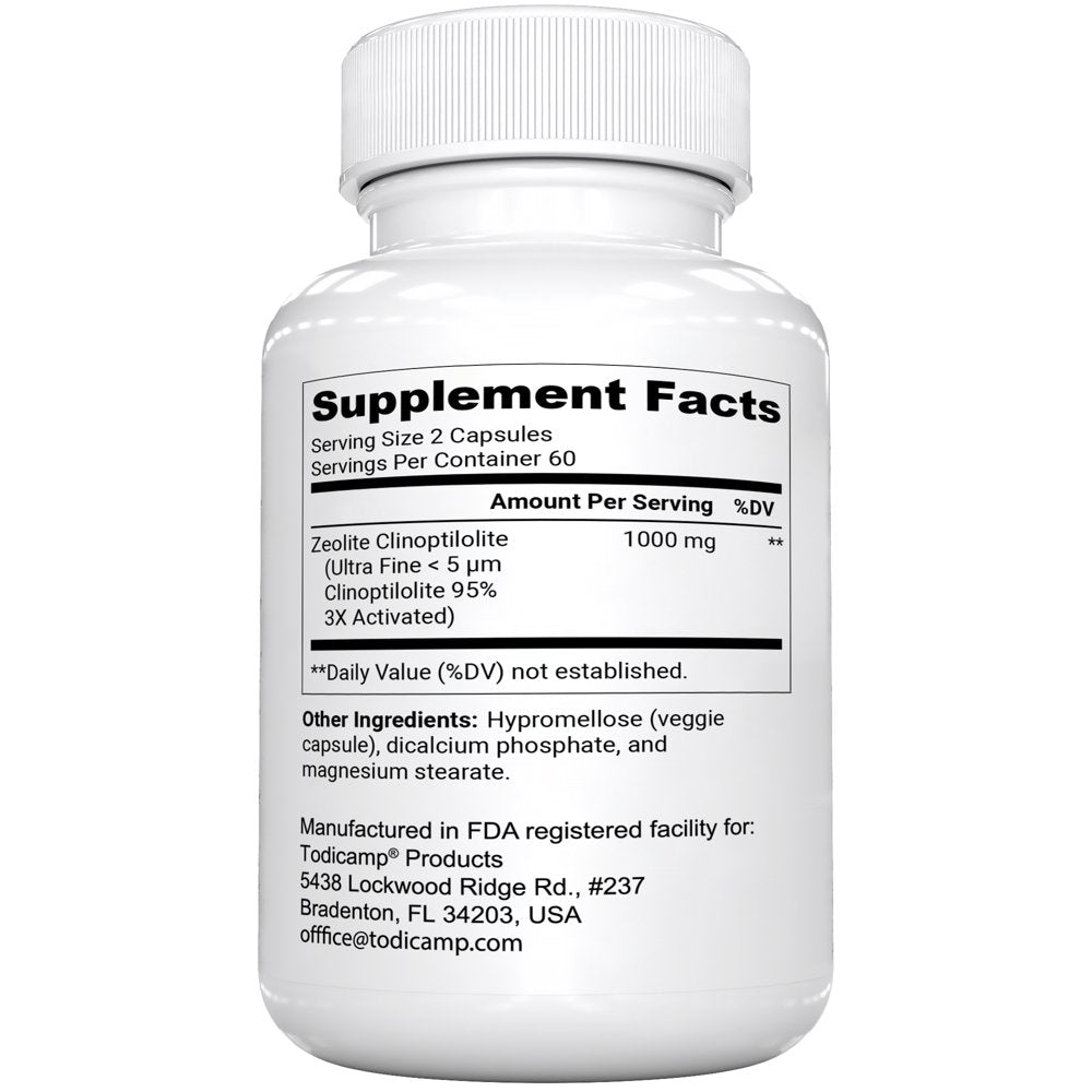 Full Body Detox Cleanse - Zeolite 120 Capsules Supplements Sorbolit by Todicamp - Colon Cleanse - Liver Cleanse Detox & Repair - Ultra Fine 1-2 �M 3X Activated Cleanser Detox