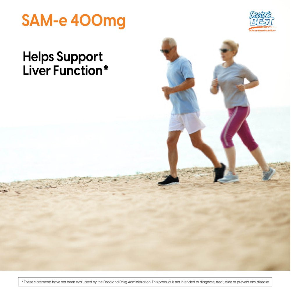 Doctor'S Best Sam-E 400 Mg, Vegan, Gluten Free, Soy Free, Mood and Joint Support, 60 Enteric Coated Tablets