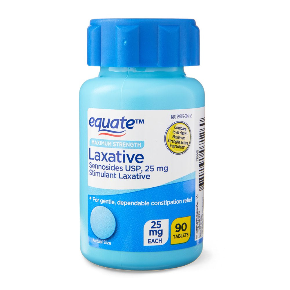 Equate Maximum Strength Laxative Tablets for Constipation Relief, 90Ct