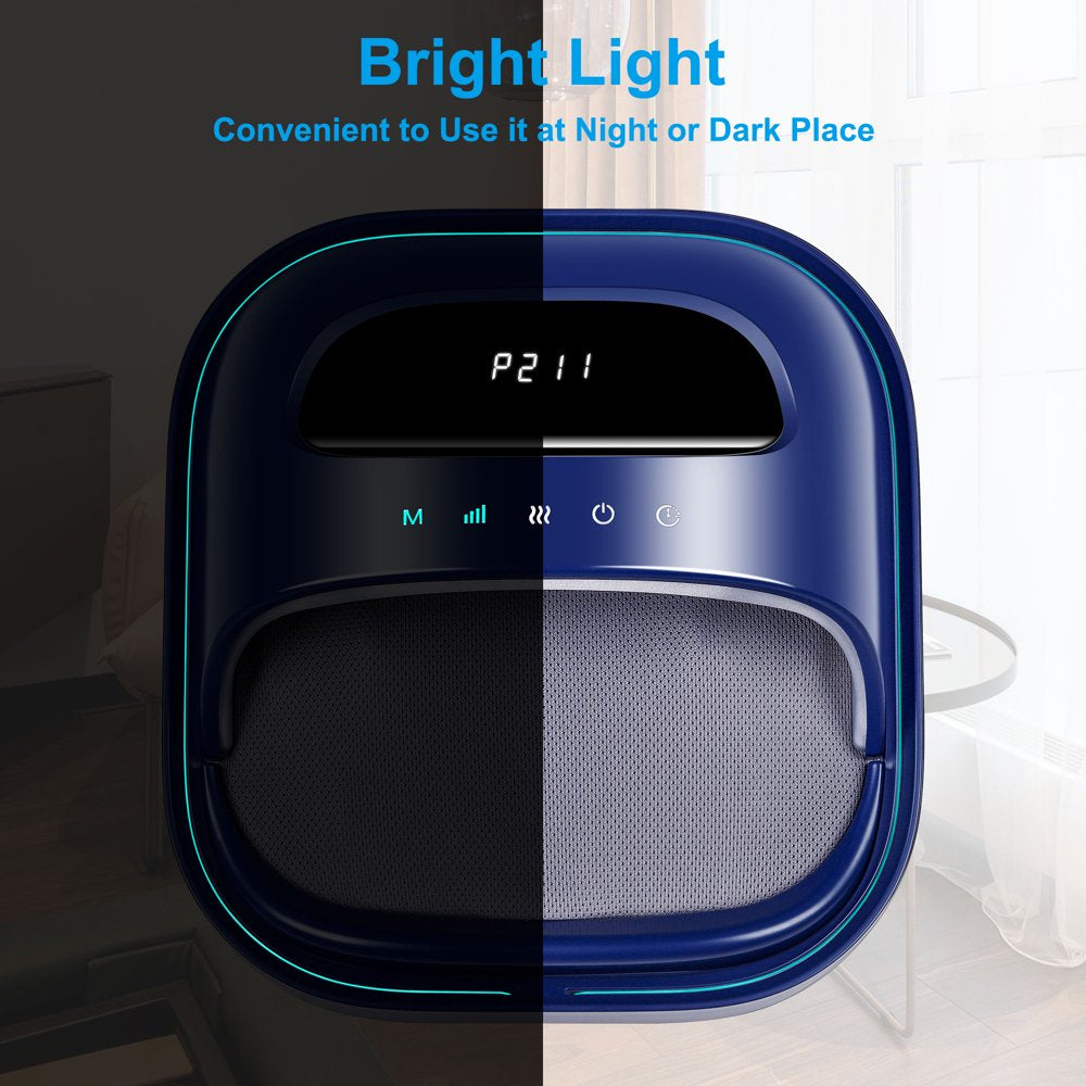 Electric Shiatsu Heated Foot Massager for Circulation and Pain Relief, Deep Tissue Kneading Feet Circulation Machine W/ Compression for Plantar Fasciitis and Neuropathy, Home or Office Use, Blue