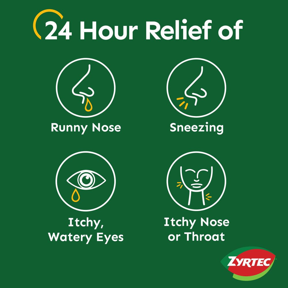 Zyrtec 24 Hour Allergy Relief Tablets with 10 Mg Cetirizine Hcl, 60Ct