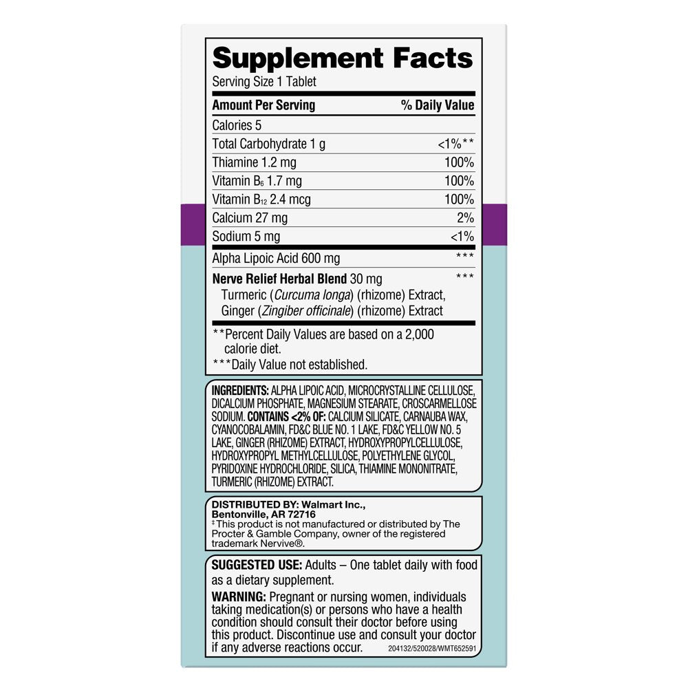 Equate Nerve Comfort Tablets Dietary Supplement, 30 Count