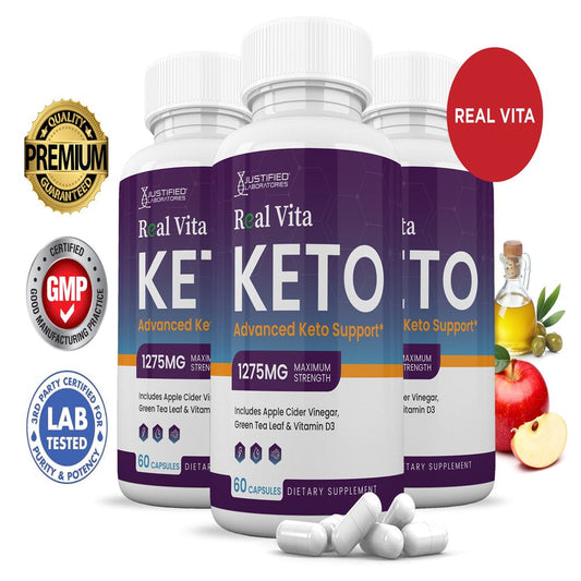 (3 Pack) Real Vita Keto ACV Pills 1275Mg Dietary Supplement 180 Capsules - Nutricity.com.au