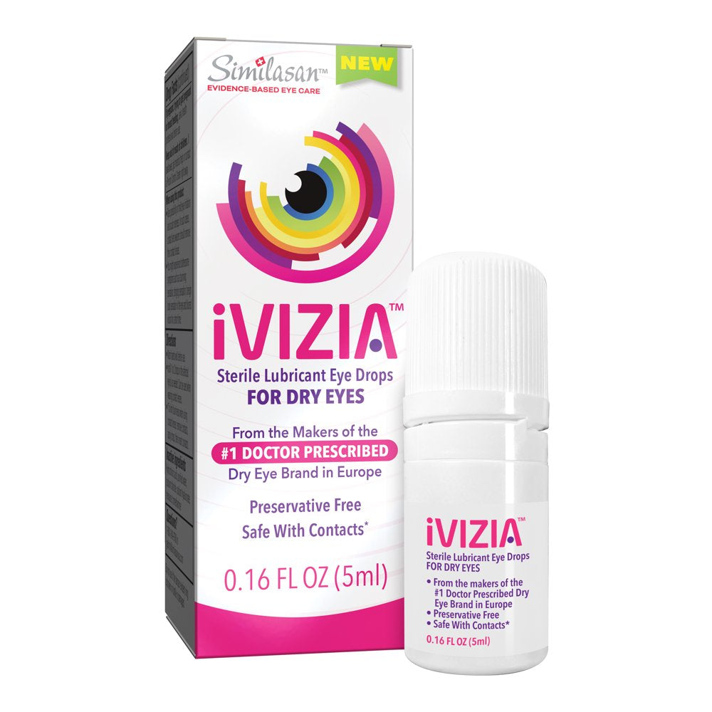 Ivizia Sterile Lubricant Eye Drops for Dry Eyes, Preservative-Free, Moisturizing, Dry Eye Relief, Contact Lens Friendly, 0.16 Oz Bottle