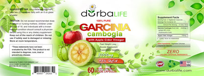 Durbalife Garcinia Cambogia 95% HCA + Apple Cider Vinegar 3000Mg 60 Pink Capsules Suppress Appetite