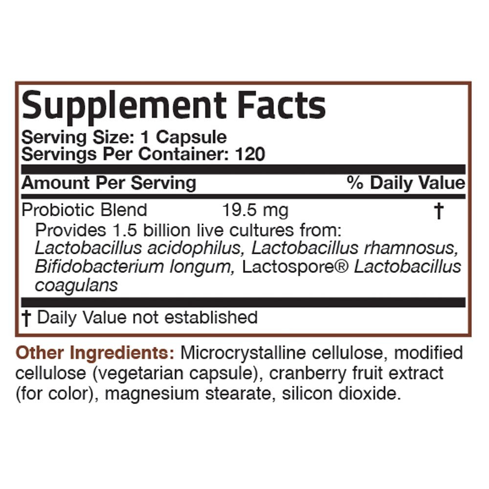 Bronson Multi-Strain Probiotic Digestive Health Supplement, 120 Vegetarian Capsules