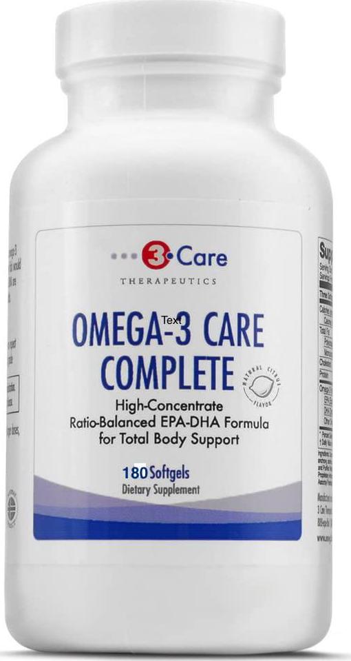 3Care Omega-3 Complete 2,400mg, [Balanced 1:1 EPA and DHA] Fish Oil Supplement for Total Body Health [180-Count Softgels]