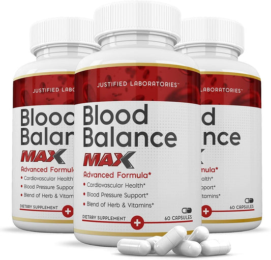 (3 Pack) Blood Balance Advanced Max Formula All Natural Blood Pressure Sugar Support Supplement Pills 180 Capsules - Nutricity.com.au