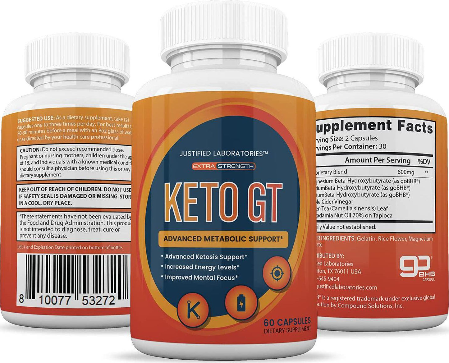 (3 Pack) Keto GT Advanced Includes Apple Cider Vinegar goBHB Exogenous Ketones Keto Pills Supplement Premium Ketosis Support for Men Women 180 Capsules - Nutricity.com.au