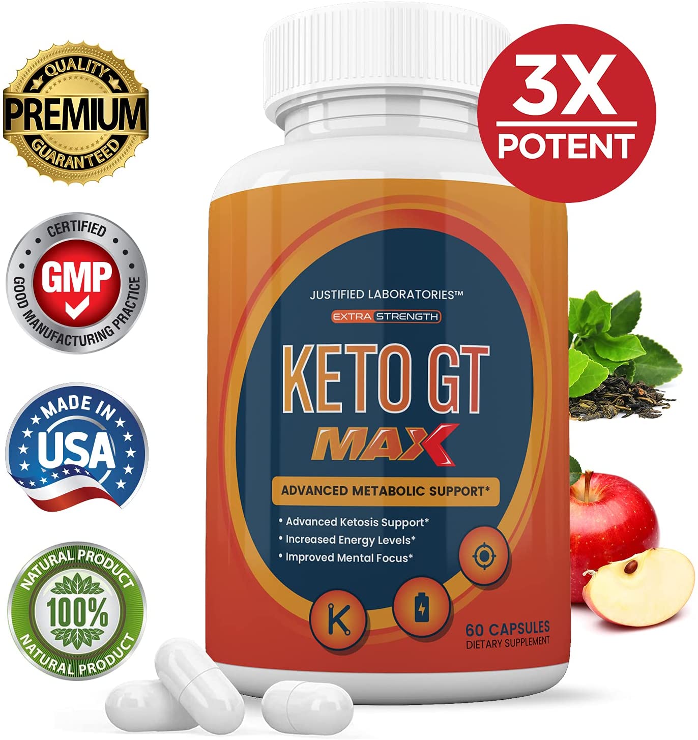 (3 Pack) Keto GT Max 1200MG Includes Apple Cider Vinegar goBHB Exogenous Ketones Keto Pills Supplement Premium Ketosis Support for Men Women 180 Capsule - Nutricity.com.au