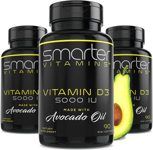 (3 Pack) Smarter Vitamin D3 5000 IU in Avocado Oil 125mcg 270 Mini Softgels - Nutricity.com.au