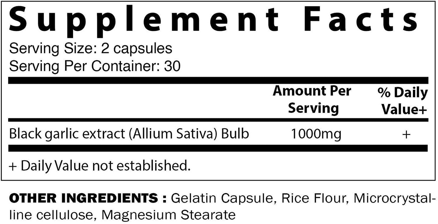 3 Pack - Vitamatic Fermented Black Garlic Extract 1000 mg 60 Capsules - Non-GMO, Gluten Free - Antioxidant and Cholesterol Support (Total 180 Capsules)