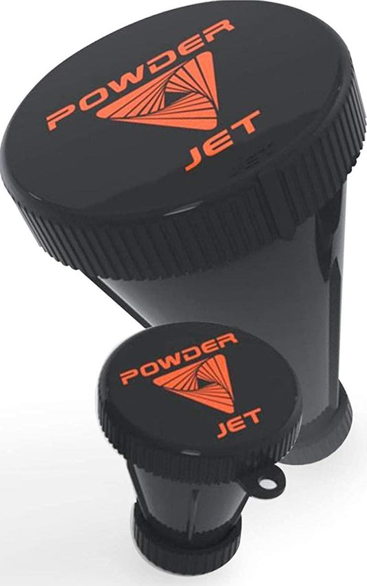 3-in-1 Protein Funnel Powder Device, Protein Powder Containers to Go, and Powder Mixer, Tight-Lock Containers for Protein Powder and Pre Workout Powder, Pack of 2, 150cc and 25cc, Black - PowderJet
