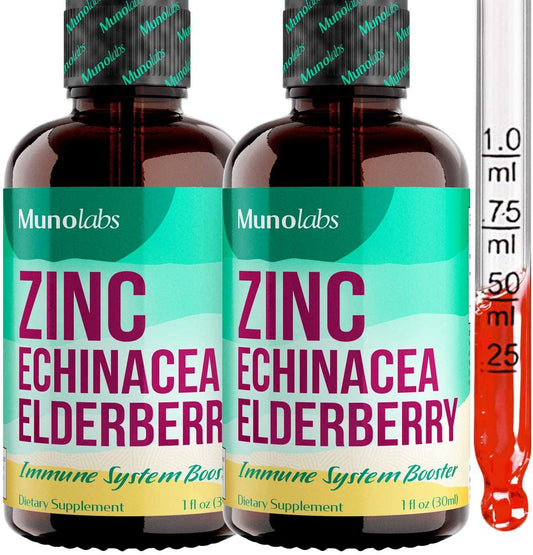 3-in-1 Zinc Supplement with Elderberry and Echinacea, Ionic Liquid Zinc Sulfate Drops, Potent Liquid Zinc Mineral for Adults