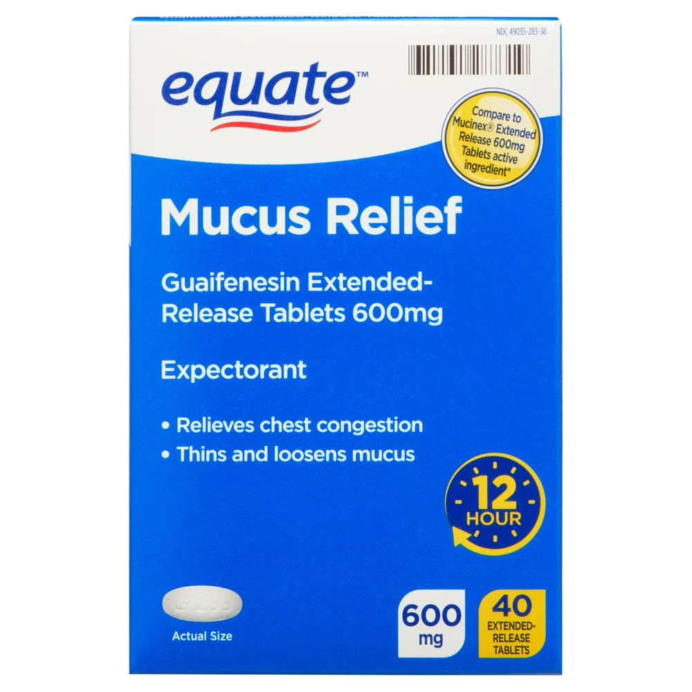 Equate Mucus Relief Extended-Release Tablets, 600 Mg, 40 Count
