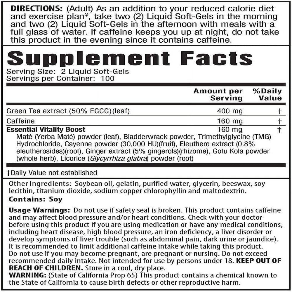 Applied Nutrition Green Tea Fat Burner Weight Loss Pills, 30 Ea, 2 Pack