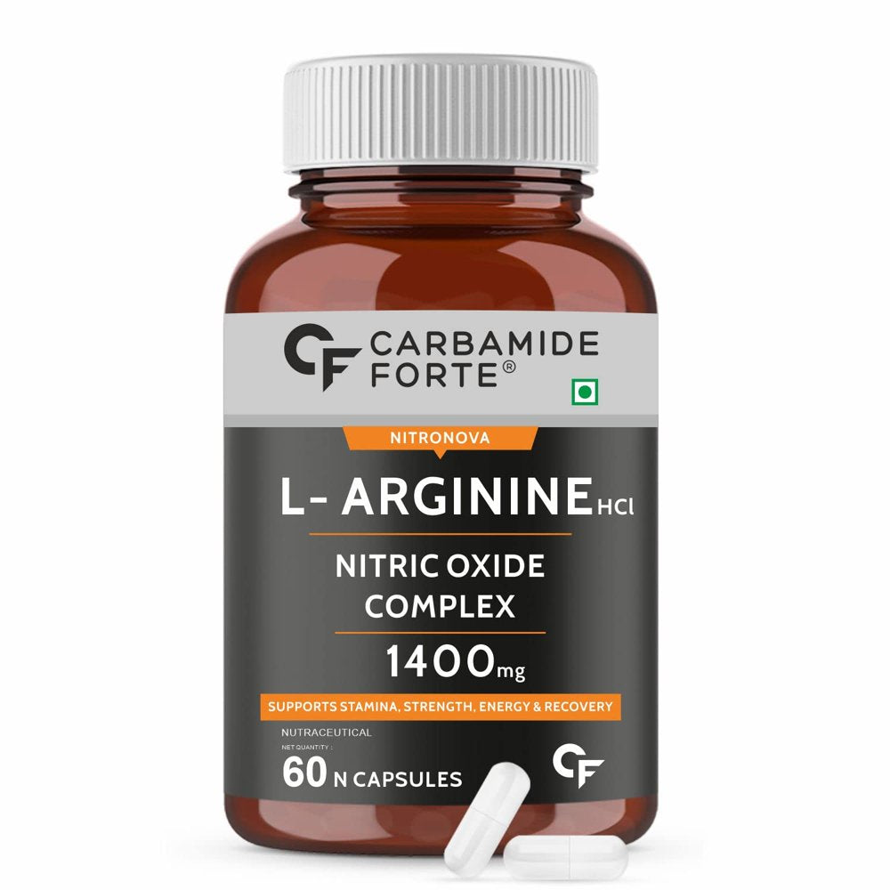 Carbamide Forte Nitric Oxide Supplement 1400Mg with L-Arginine Hcl, Aakg, L Citrulline Malate, Beet Root Extract & Caffeine - 60 Veg Capsules
