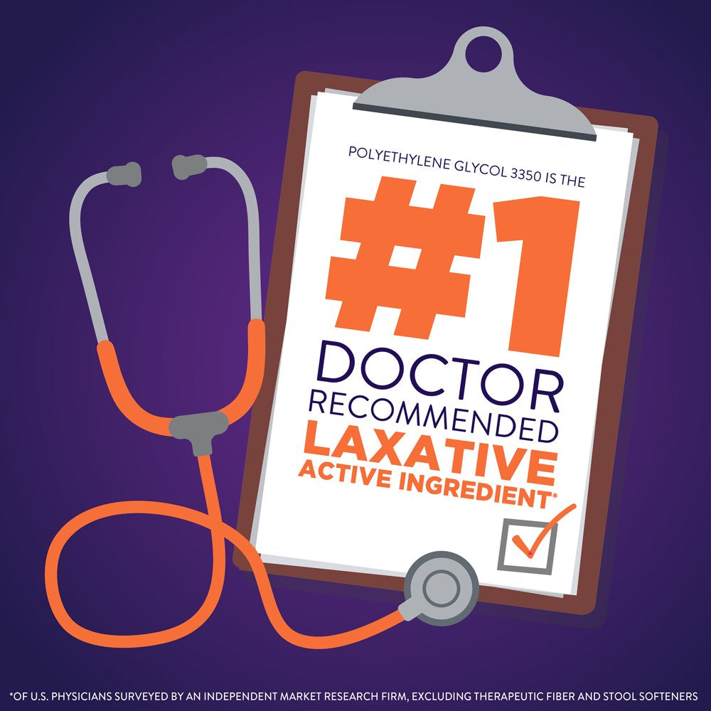 Equate Clearlax Polyethylene Glycol 3350 Powder for Solution, Orange, 30 Doses