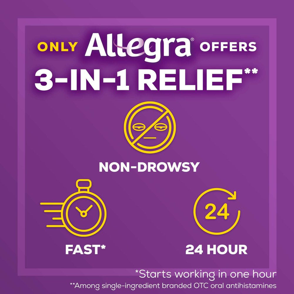 Allegra Adult 24 Hour Non-Drowsy Antihistamine Allergy Relief Medicine 180Mg Tablets 90Ct