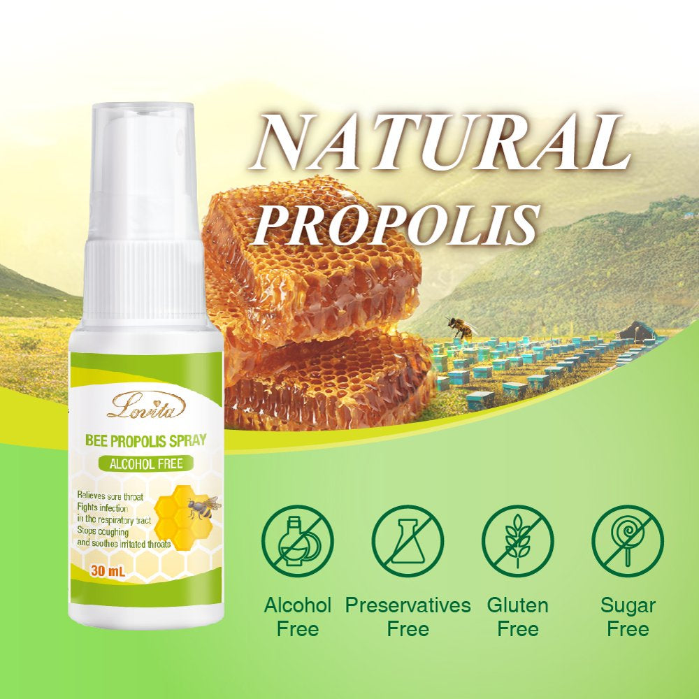 Lovita Propolis Spray, 250Mg per Servings, High Bioflavonoids. Relief Sore Throat. Immue Support. Alcohol Free, High Potency. 1 Fl Oz.