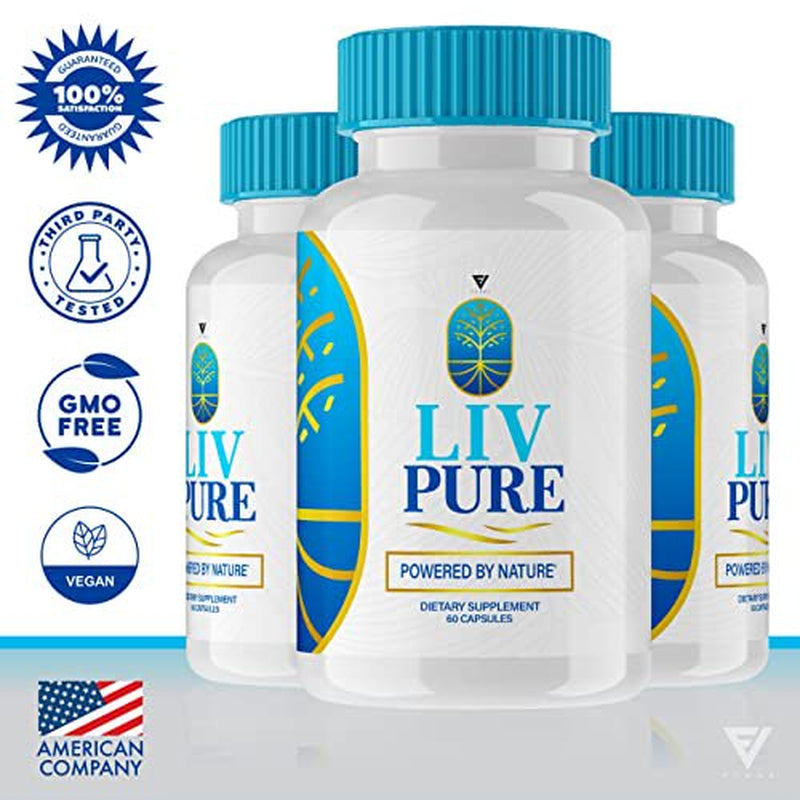 (3 Pack) Liv Pure Weight Loss Pills, Liv Pure Liver Detox Management Capsules Supplement, Livpure Advanced Formula Health Support - Live Pure Detox Stomach Cleanse Livepure (180 Capsules) - Nutricity.com.au
