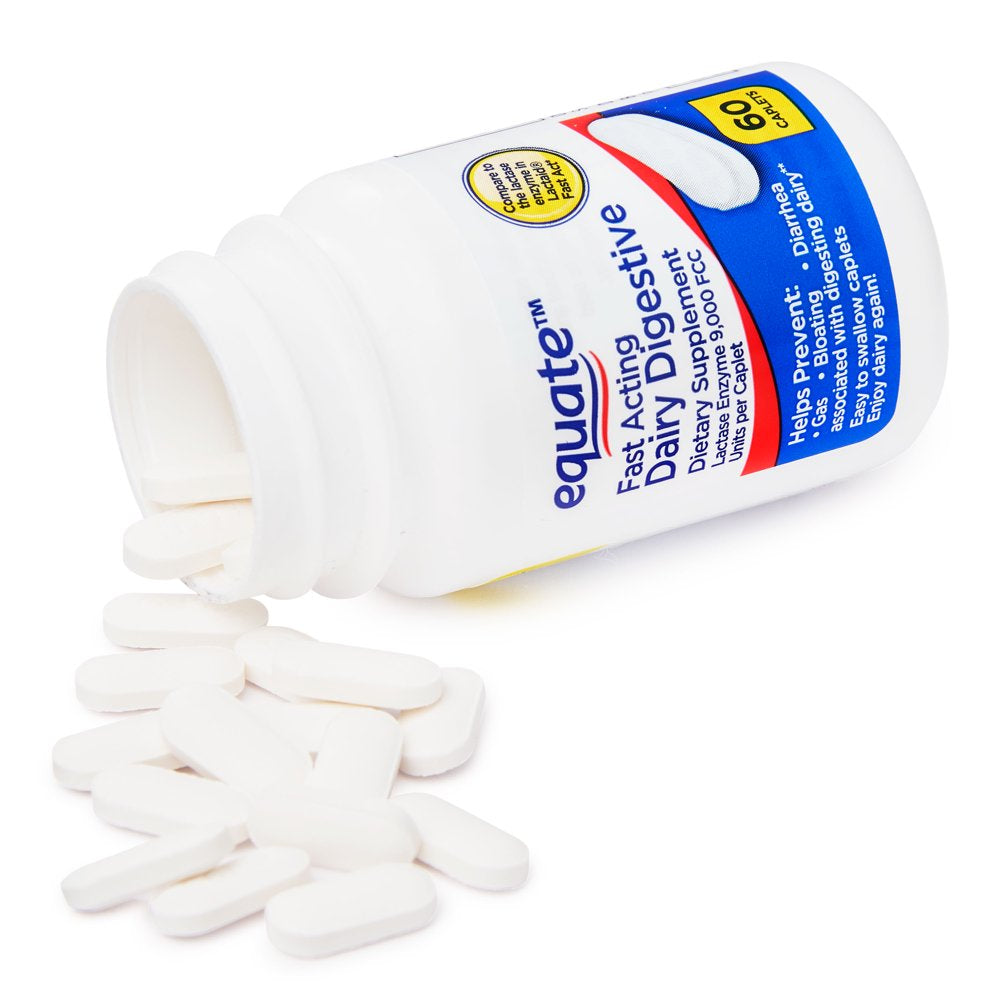 Equate Fast Acting Dairy Digestive Dietary Supplements, 60 Count