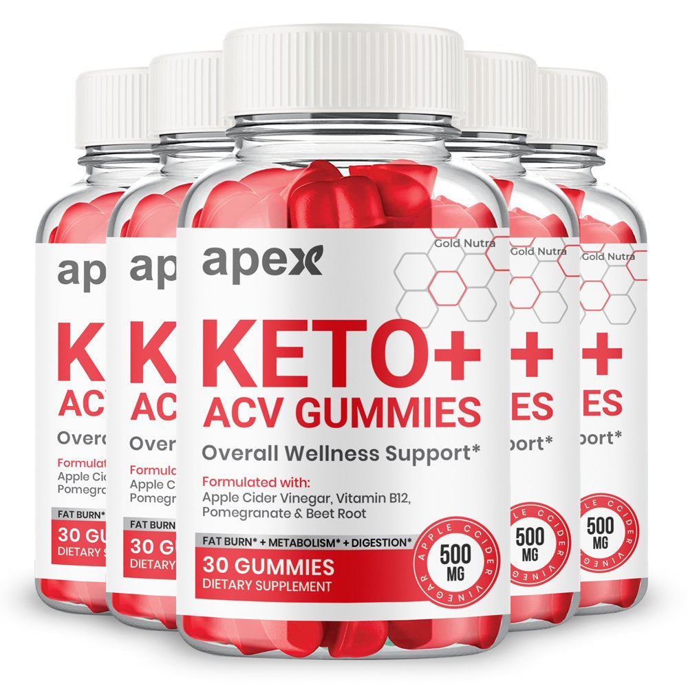 Apex Keto ACV Gummies, Apex Keto Gummies Weight Loss Supplement, Powerful Formula, Belly Fat Energy Metabolism Maximum Strength Official (5 Pack)