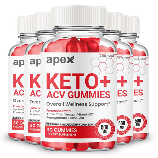 Apex Keto ACV Gummies, Apex Keto Gummies Weight Loss Supplement, Powerful Formula, Belly Fat Energy Metabolism Maximum Strength Official (5 Pack)