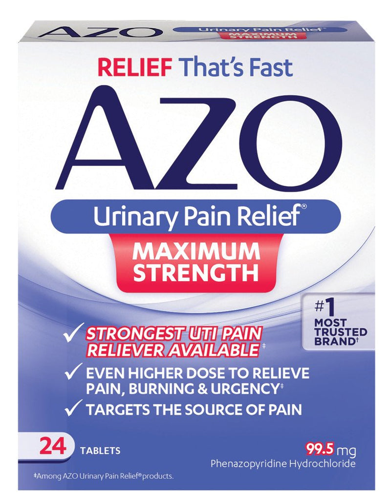 AZO Urinary Pain Relief Maximum Strength, Fast Relief, #1 Most Trusted Brand, 24 Tablets