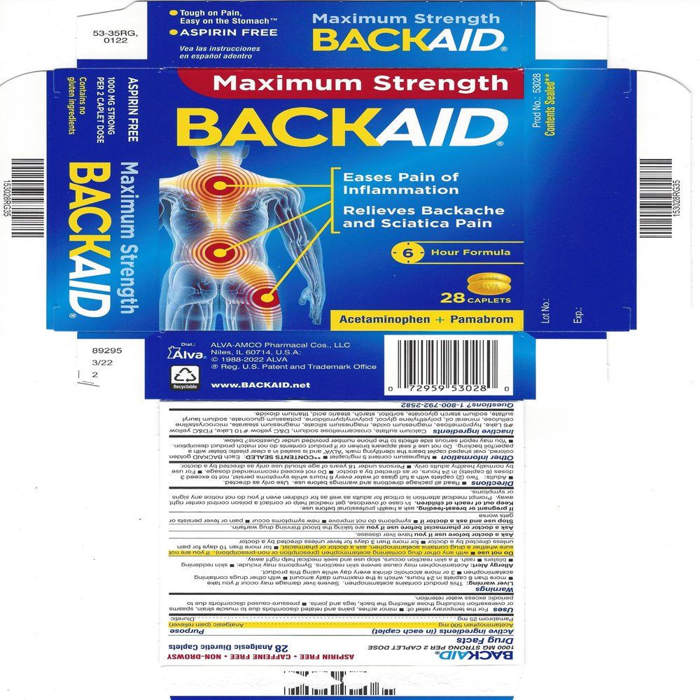 Backaid Maximum Strength Backache Pain Relief, Non Drowsy - 28 Pills, 2 Pack