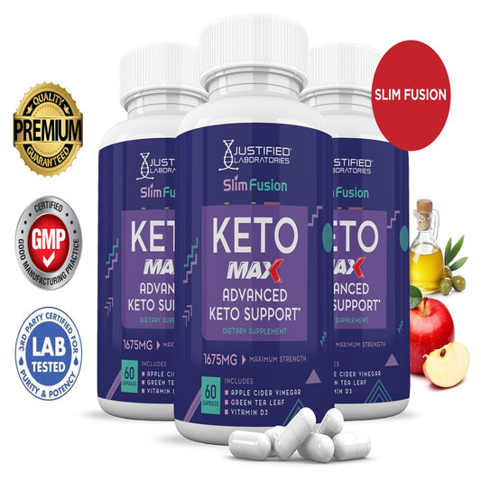 (3 Pack) Slim Fusion Keto ACV MAX Pills 1675Mg Alternative to Gummies Dietary Supplement 180 Capsules - Nutricity.com.au
