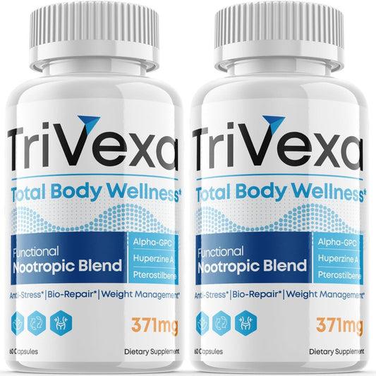 (2 Pack) Trivexa - Total Body Wellness - Dietary Supplement for Focus, Memory, Clarity, & Energy - Advanced Cognitive Support Formula for Maximum Strength - 120 Capsules - Nutricity.com.au
