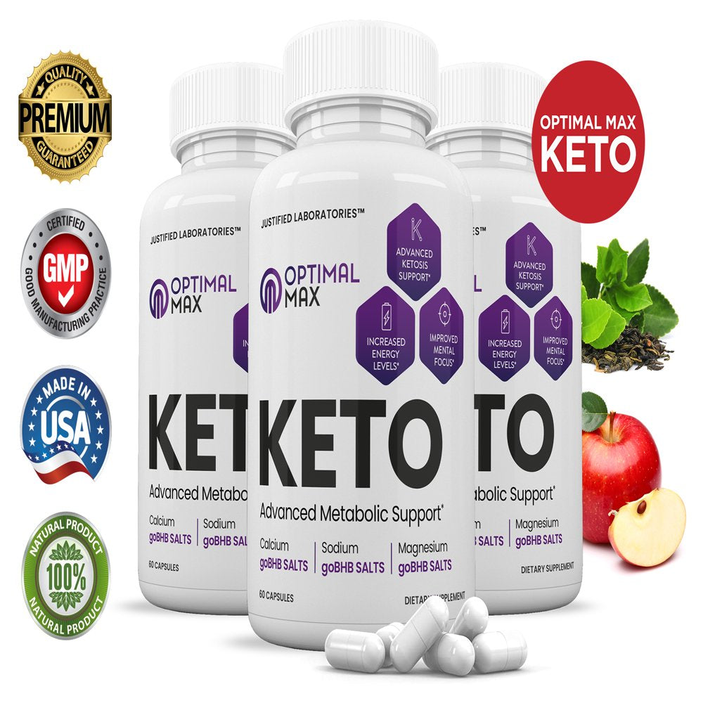 (3 Pack) Optimal Max Keto Pills Includes Apple Cider Vinegar Gobhb® Appetite Control Supplement 180 Capsules - Nutricity.com.au