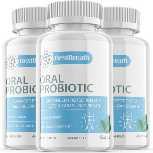 (3 Pack) Best Breath - Advanced Oral Probiotics Formula for Healthy Teeth and Gums, Fresh Breath, Ear, Nose, Throat, and Immune Health Supplement - 180 Capsules - Nutricity.com.au