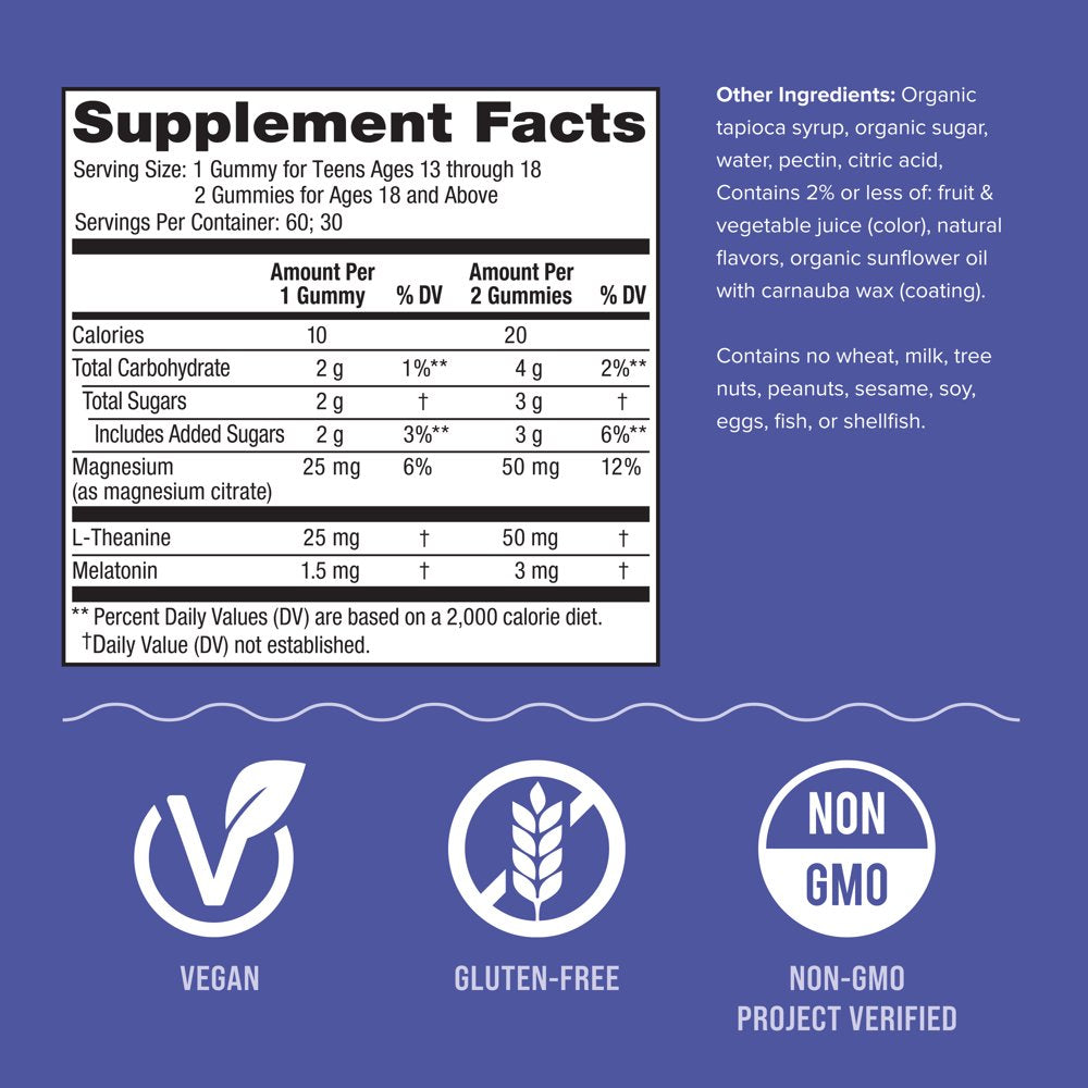 Natural Vitality SLEEP Magnesium Supplement Gummies, 60 Count