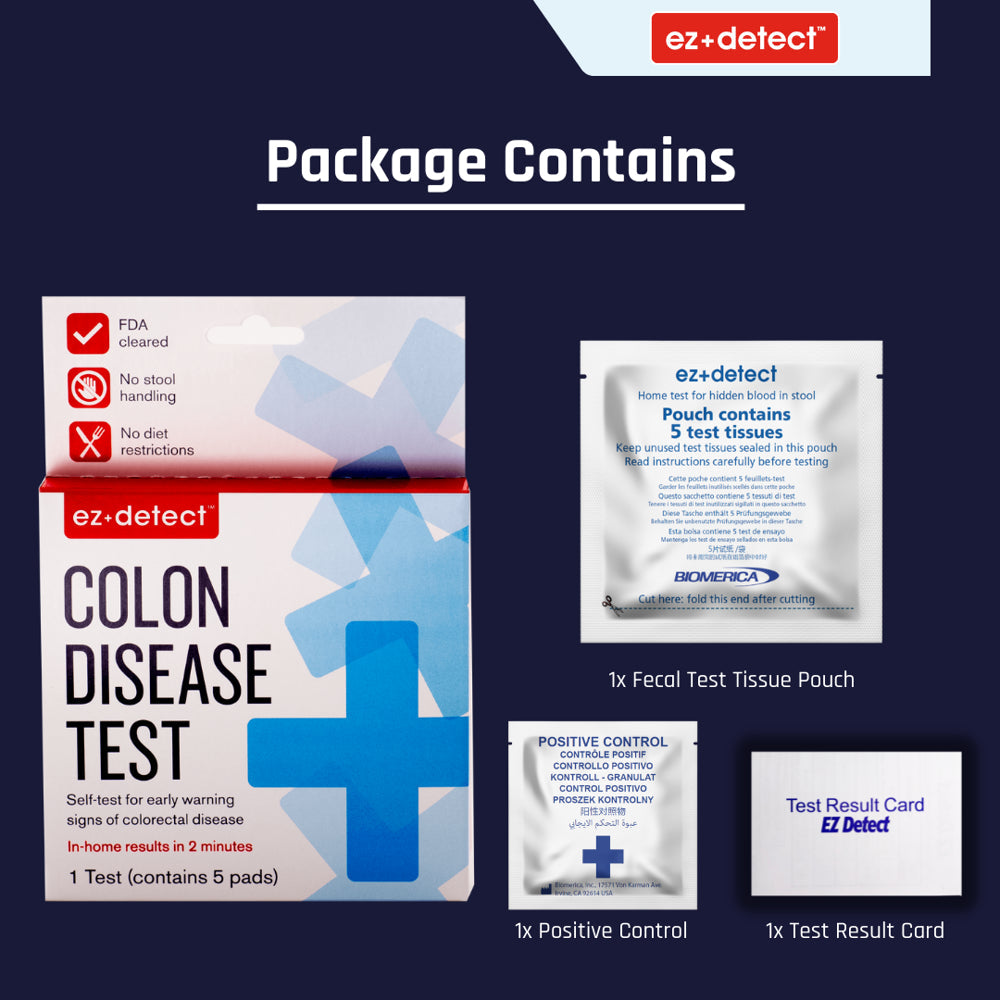 EZ Detect Colon Disease Test, FDA Cleared, at Home Colorectal Test Kit