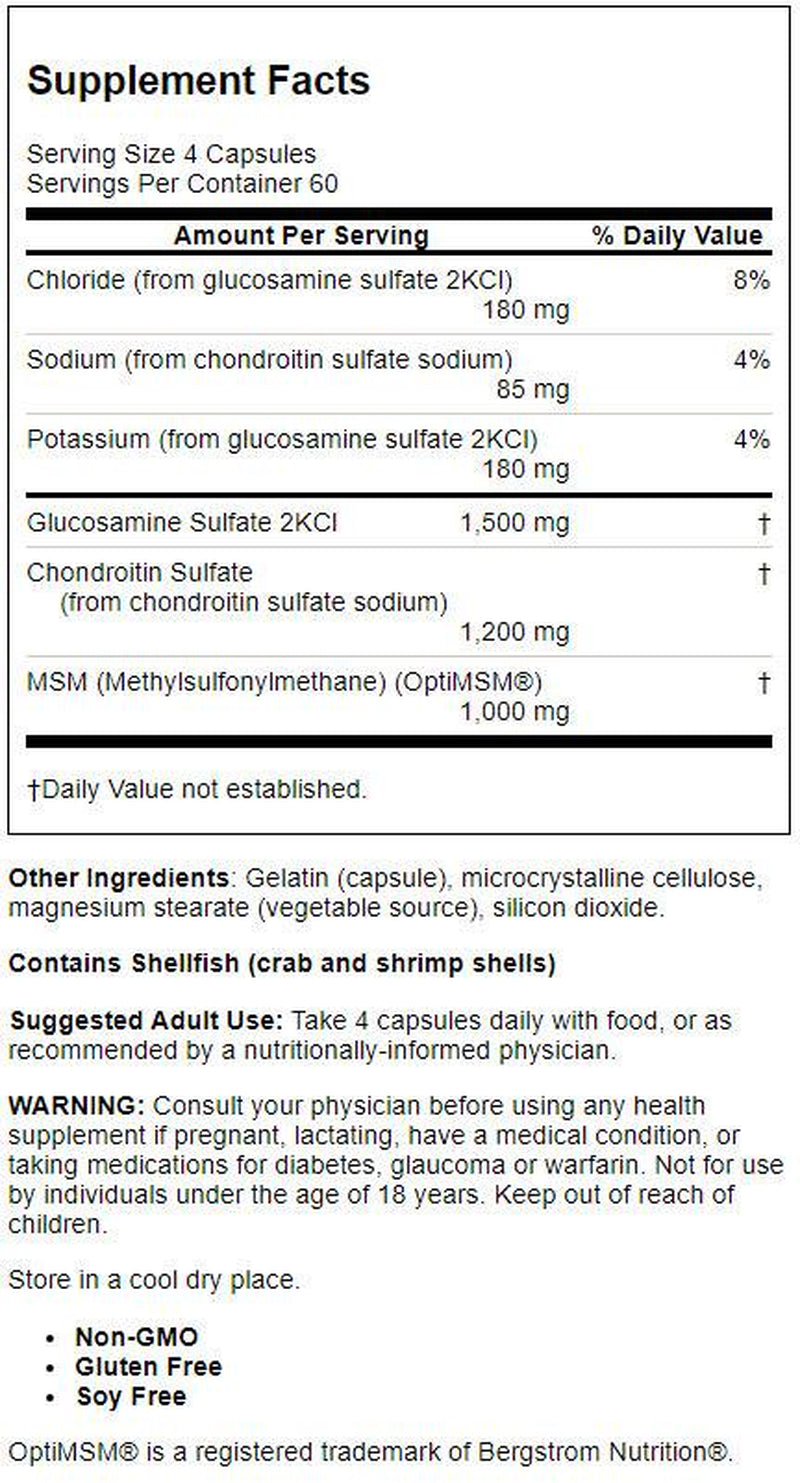 Doctor'S Best Glucosamine Chondroitin MSM with Optimsm, Joint Support, Non-Gmo, Gluten Free, Soy Free, 240 Caps