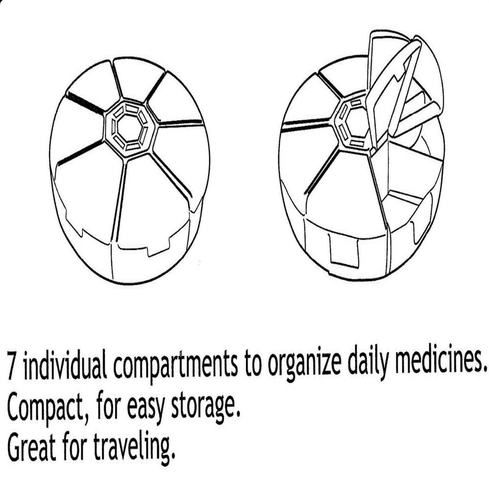 Dependable Industries Inc. Essentials 7 Day Pill Box Medicine Organizer Daily Weekly Medication Holder Travel