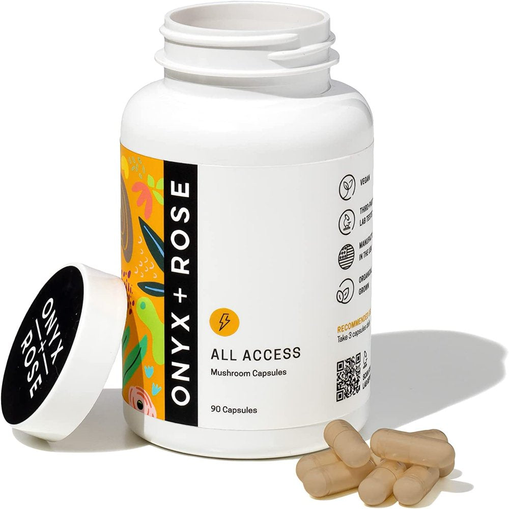 All Access - Mushroom Capsules for Daily Wellness. Blend Includes Lion’S Mane, Reishi, Chaga, Cordyceps, Turkey Tail, Maitake & Shiitake for Cognitive & Support, Nervous System & Gut Health