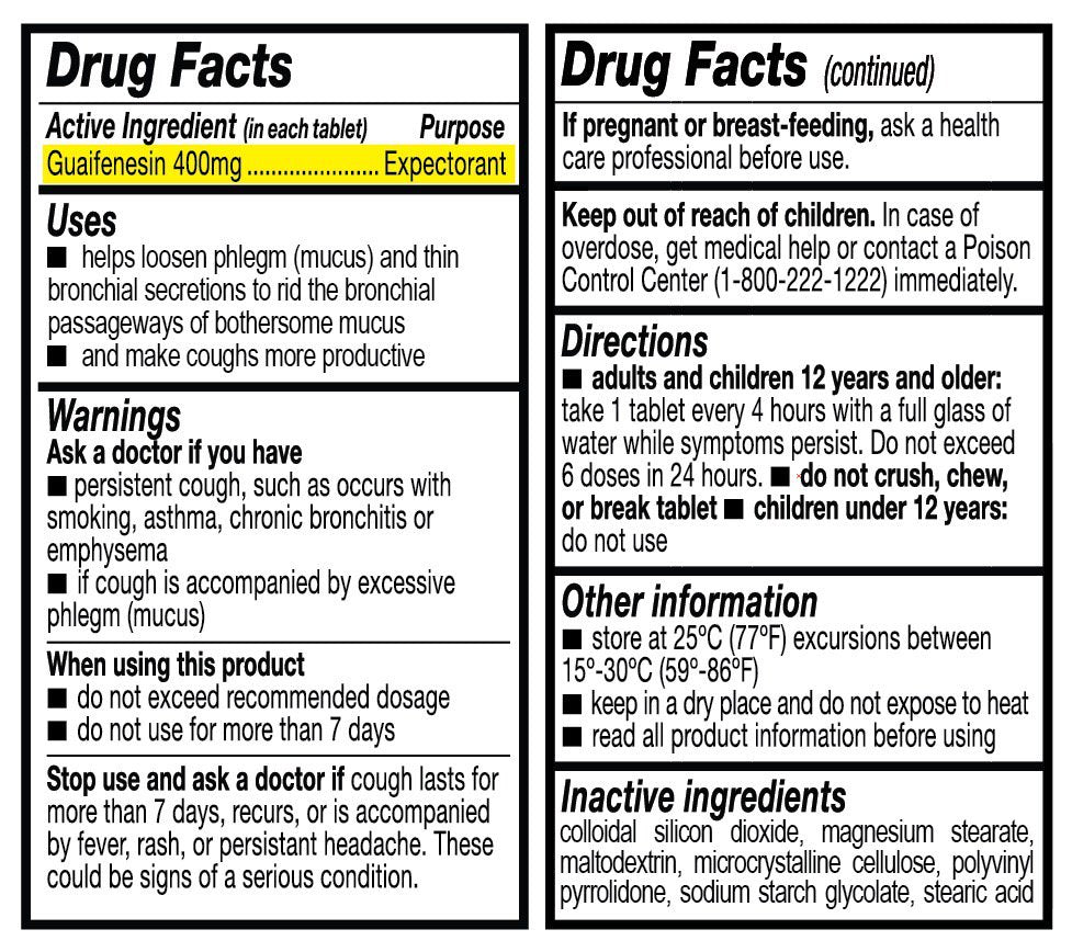 Gencare - Mucus Relief Expectorant Guaifenesin 400 Mg (200 Tablets) | Helps Congestion