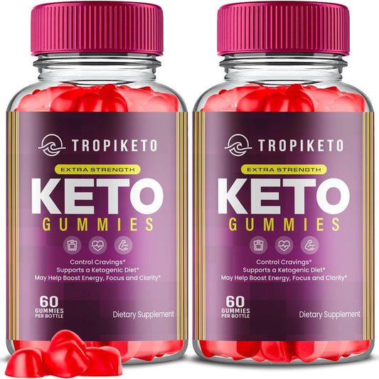 (2 Pack) Tropiketo Keto ACV Gummies - Apple Cider Vinegar Supplement for Weight Loss - Energy & Focus Boosting Dietary Supplements for Weight Management & Metabolism - Fat Burn - 120 Gummies - Nutricity.com.au